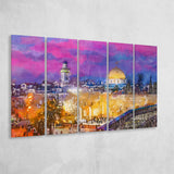 Jerusalem Israel Old City Western Wall 5 Pieces Extra Large Canvas Prints Wall Art Home Decor