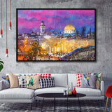 Jerusalem Israel Old City Western Wall City Art Watercolor Framed Canvas Prints Wall Art Home Decor,Floating Frame