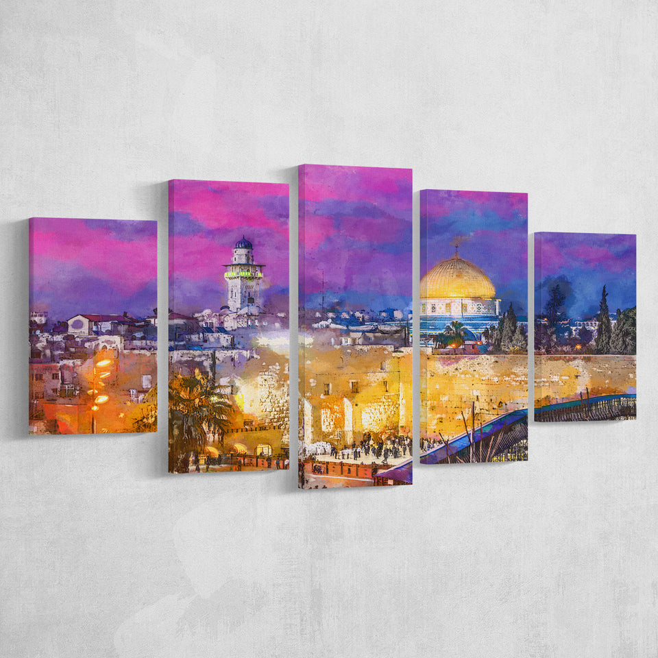 Jerusalem Israel Old City Western Wall 5 Pieces Mixed Canvas Prints Wall Art Home Decor