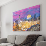 Jerusalem Israel Old City Western Wall City Art Watercolor Canvas Prints Wall Art Home Decor, Large Canvas