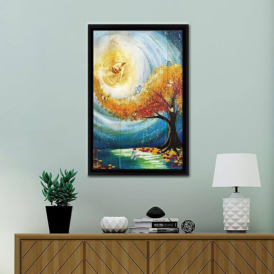 Jesus And Beautiful Tree Take His Hand Framed Canvas Prints - Painting Canvas, Framed Art, Prints for Sale, Wall Art, Wall Decor