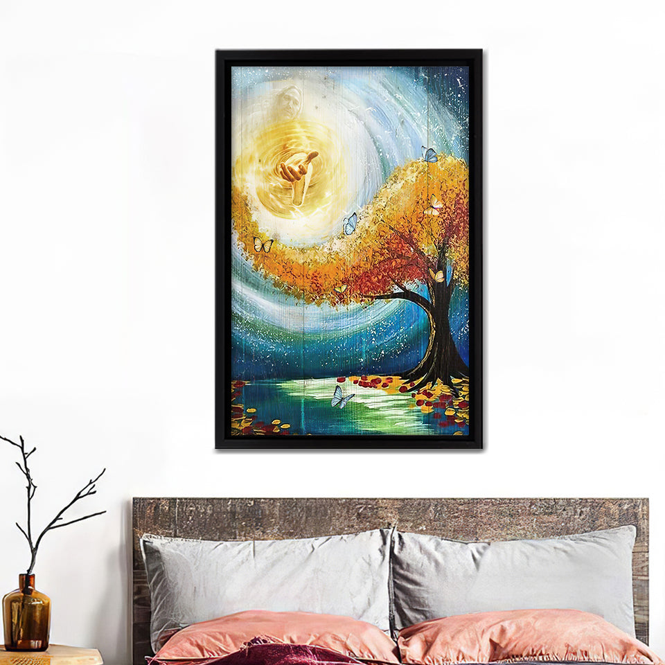 Jesus And Beautiful Tree Take His Hand Framed Canvas Prints - Painting Canvas, Framed Art, Prints for Sale, Wall Art, Wall Decor