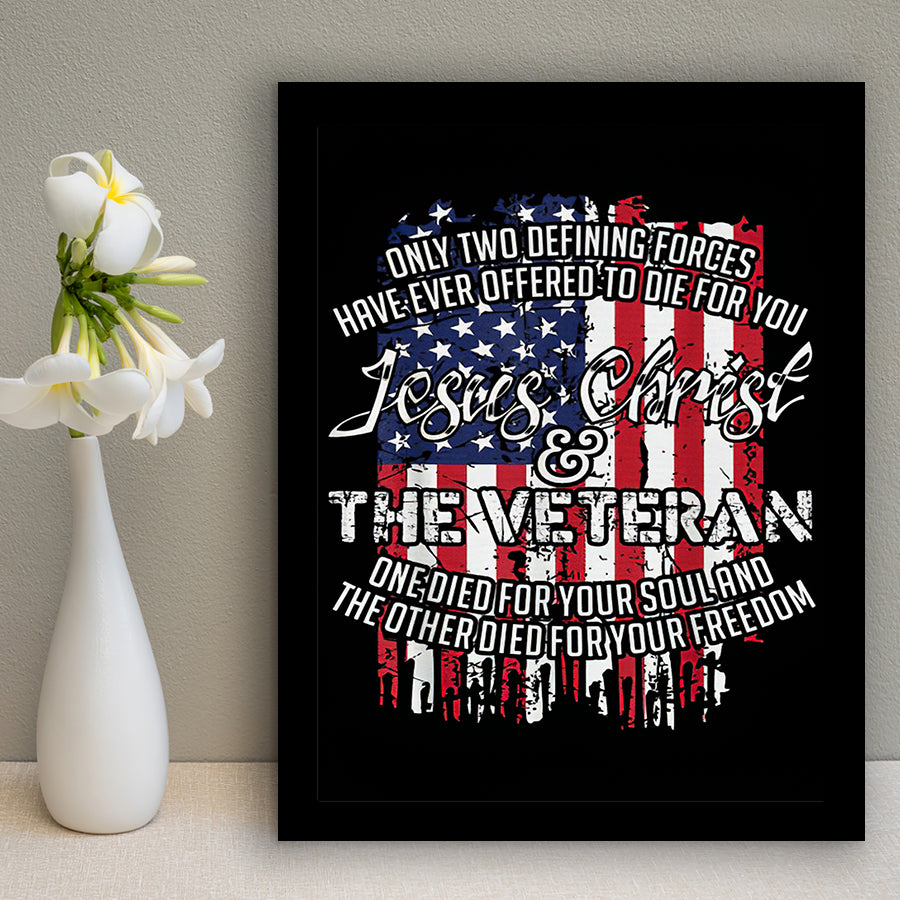 Jesus Christ And The Veteran Framed Art Prints Wall Decor - Painting Prints, Veteran Gift