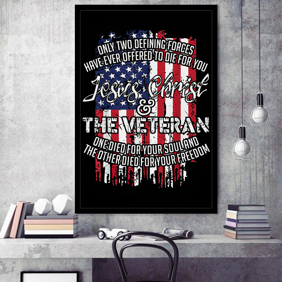 Jesus Christ And The Veteran Framed Art Prints Wall Decor - Painting Prints, Veteran Gift