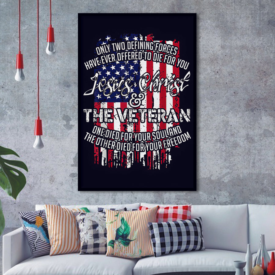 Jesus Christ And The Veteran Framed Art Prints Wall Decor - Painting Prints, Veteran Gift