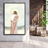 Jesus Christ Holding Child Childrens Nursery Baby Framed Canvas Prints Wall Art - Painting Canvas, Floating Frame, Wall Decor