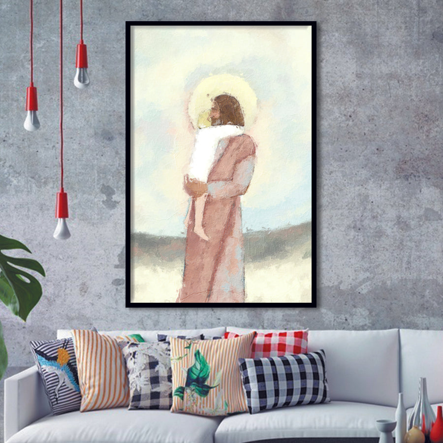 Jesus Christ Holding Child Childrens Nursery Baby Framed Art Prints Wall Decor - Painting Prints, Wall Art, Framed Picture