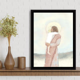 Jesus Christ Holding Child Childrens Nursery Baby Framed Canvas Prints Wall Art - Painting Canvas, Floating Frame, Wall Decor