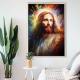 Jesus Christ Portrait Mixed Color Painting,Framed Canvas Prints,Floating Frame, Wall Art Home Decor