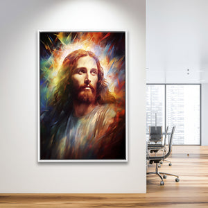 Jesus Christ Portrait Mixed Color Painting,Framed Canvas Prints,Floating Frame, Wall Art Home Decor