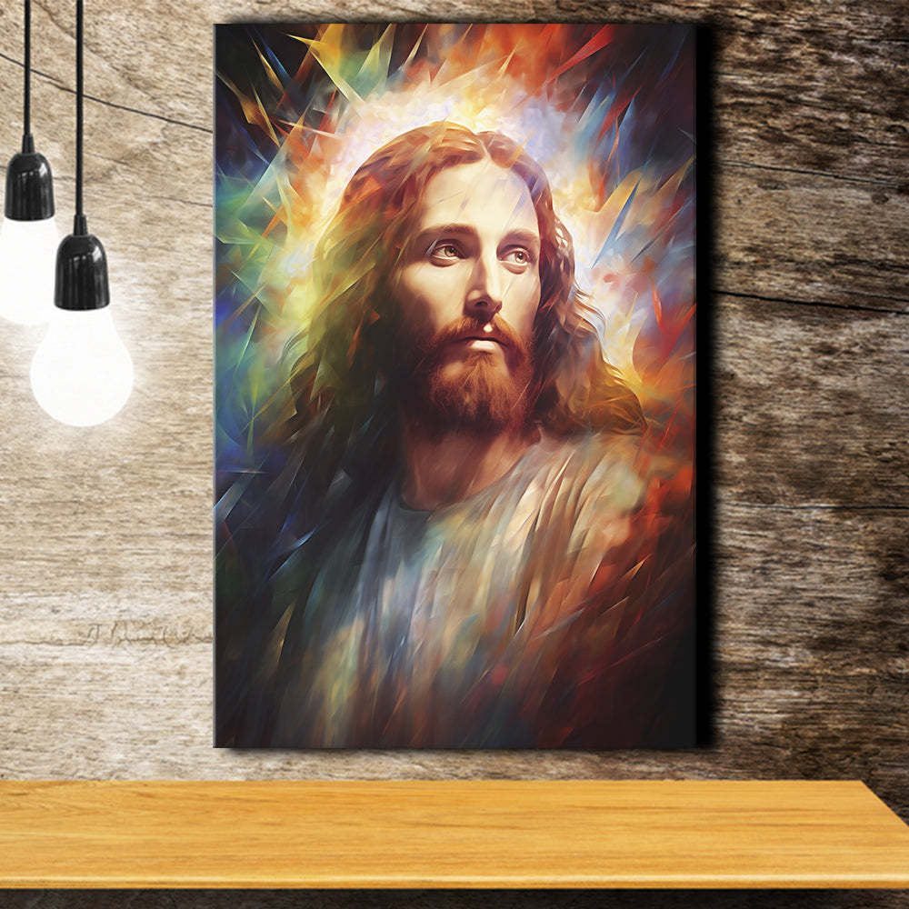 Jesus Christ Portrait Mixed Color Painting, Painting Art, Canvas Print ...