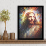 Jesus Christ Portrait Mixed Color Painting,Framed Canvas Prints,Floating Frame, Wall Art Home Decor