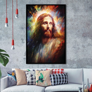Jesus Christ Portrait Mixed Color Painting, Painting Art, Framed Art Prints Wall Decor