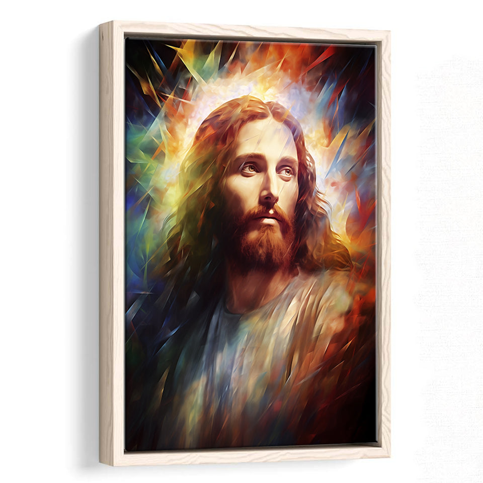 Jesus Christ Portrait Mixed Color Painting,Framed Canvas Prints,Floating Frame, Wall Art Home Decor
