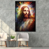 Jesus Christ Portrait Mixed Color Painting,Framed Canvas Prints,Floating Frame, Wall Art Home Decor
