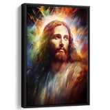 Jesus Christ Portrait Mixed Color Painting,Framed Canvas Prints,Floating Frame, Wall Art Home Decor
