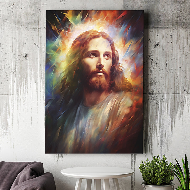 Jesus Christ Portrait Mixed Color Painting, Painting Art, Canvas Prints Wall Art Home Decor