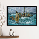 Jesus Christ Walking On Water Framed Canvas Prints Wall Art - Painting Canvas, Floating Frame, Wall Decor
