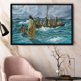 Jesus Christ Walking On Water Framed Canvas Prints Wall Art - Painting Canvas, Floating Frame, Wall Decor