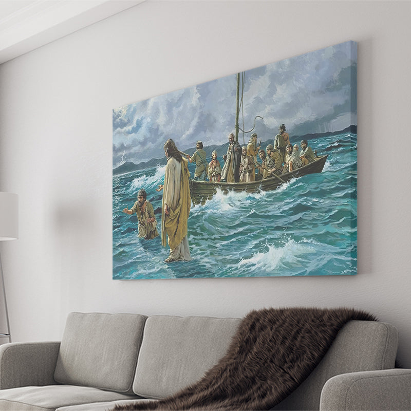 Jesus Christ Walking On Water Canvas Prints Wall Art - Painting Canvas, Art Prints, Wall Decor