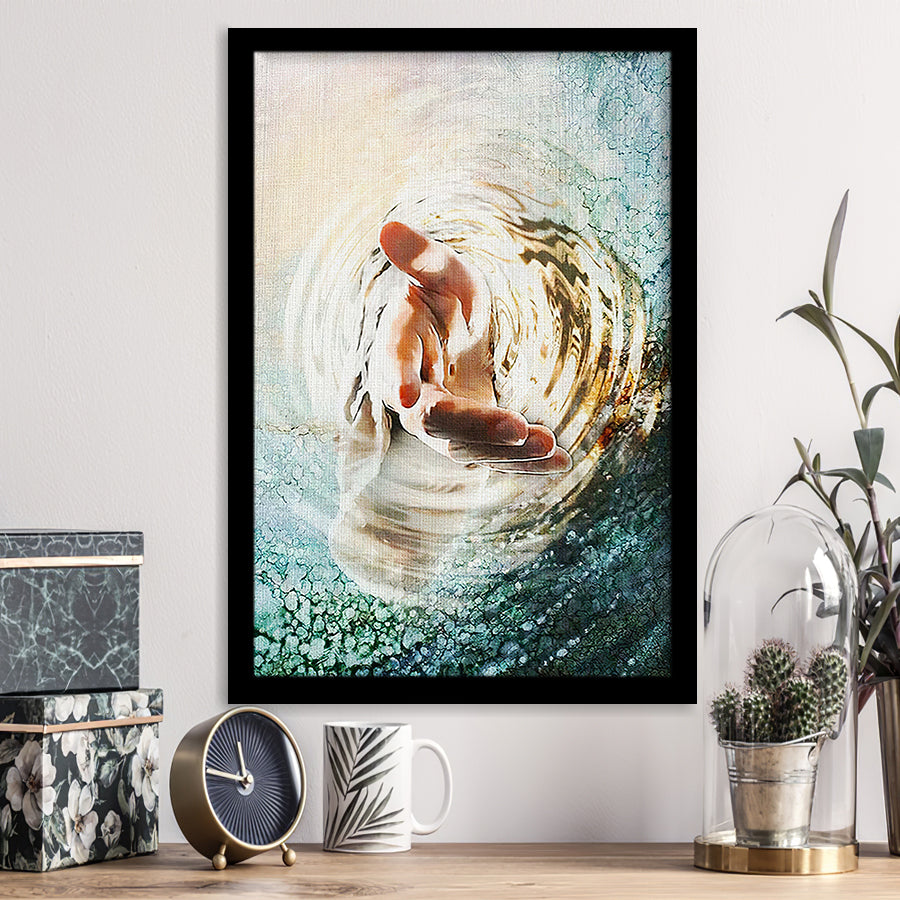 Jesus Give Me Your Hand Water Ocean Framed Art Print Wall Decor - Painting Art,Framed Picture,Wall Art