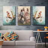 Jesus Give Me Your Hand Water Ocean Perfect Love Canvas Prints Wall Art Set of 3 Piece Canvas Prints Wall Art Decor