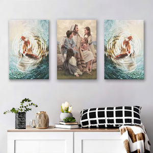 Jesus Give Me Your Hand Water Ocean Perfect Love Canvas Prints Wall Art Set of 3 Piece Canvas Prints Wall Art Decor