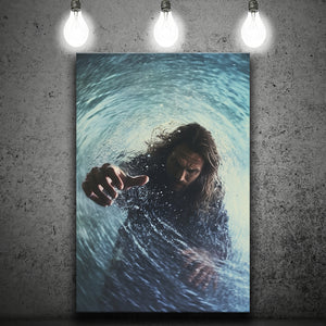 Jesus Give Me Your Hand Water Ocean V2 Canvas Prints Wall Art, Home Living Room Decor, Large Canvas