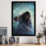 Jesus Give Me Your Hand Water Ocean V2 Framed Art Prints Wall Decor, Framed Picture, Large Picture