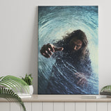 Jesus Give Me Your Hand Water Ocean V2 Canvas Prints Wall Art, Home Living Room Decor, Large Canvas