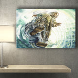 Jesus Give Me Your Hand Water Ocean Watercolor Painting, Canvas Prints Wall Art Home Decor