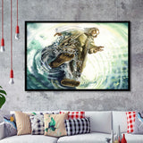 Jesus Give Me Your Hand Water Ocean Watercolor Painting, Framed Art Prints Wall Art Home Decor, Ready to Hang