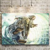 Jesus Give Me Your Hand Water Ocean Watercolor Painting, Canvas Prints Wall Art Home Decor
