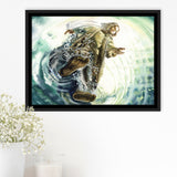 Jesus Give Me Your Hand Water Ocean Watercolor Painting, Framed Canvas Prints Wall Art Home Decor,Floating Frame, Ready to Hang