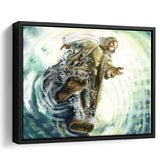 Jesus Give Me Your Hand Water Ocean Watercolor Painting, Framed Canvas Prints Wall Art Home Decor,Floating Frame, Ready to Hang