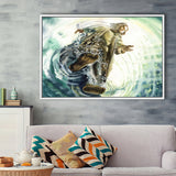 Jesus Give Me Your Hand Water Ocean Watercolor Painting, Framed Canvas Prints Wall Art Home Decor,Floating Frame, Ready to Hang