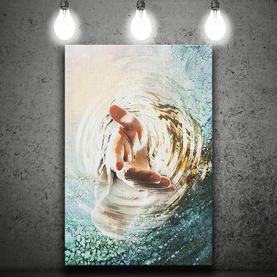 Jesus Give Me Your Hand Water Ocean Canvas Prints Wall Art - Painting Canvas, Home Wall Decor, For Sale