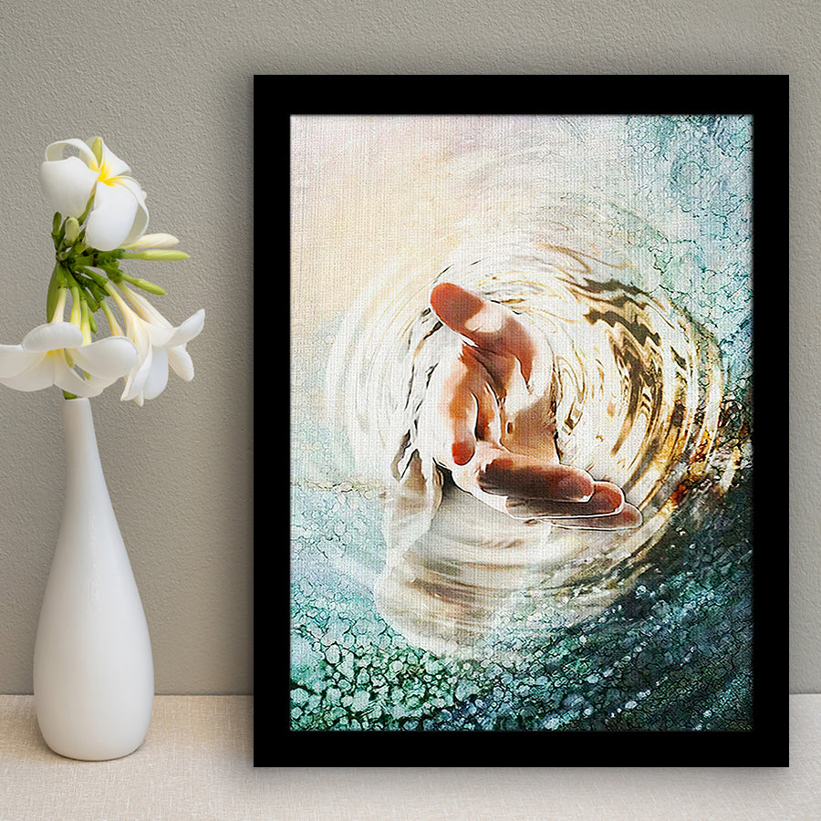 Jesus Give Me Your Hand Water Ocean Framed Art Print Wall Decor - Painting Art,Framed Picture,Wall Art