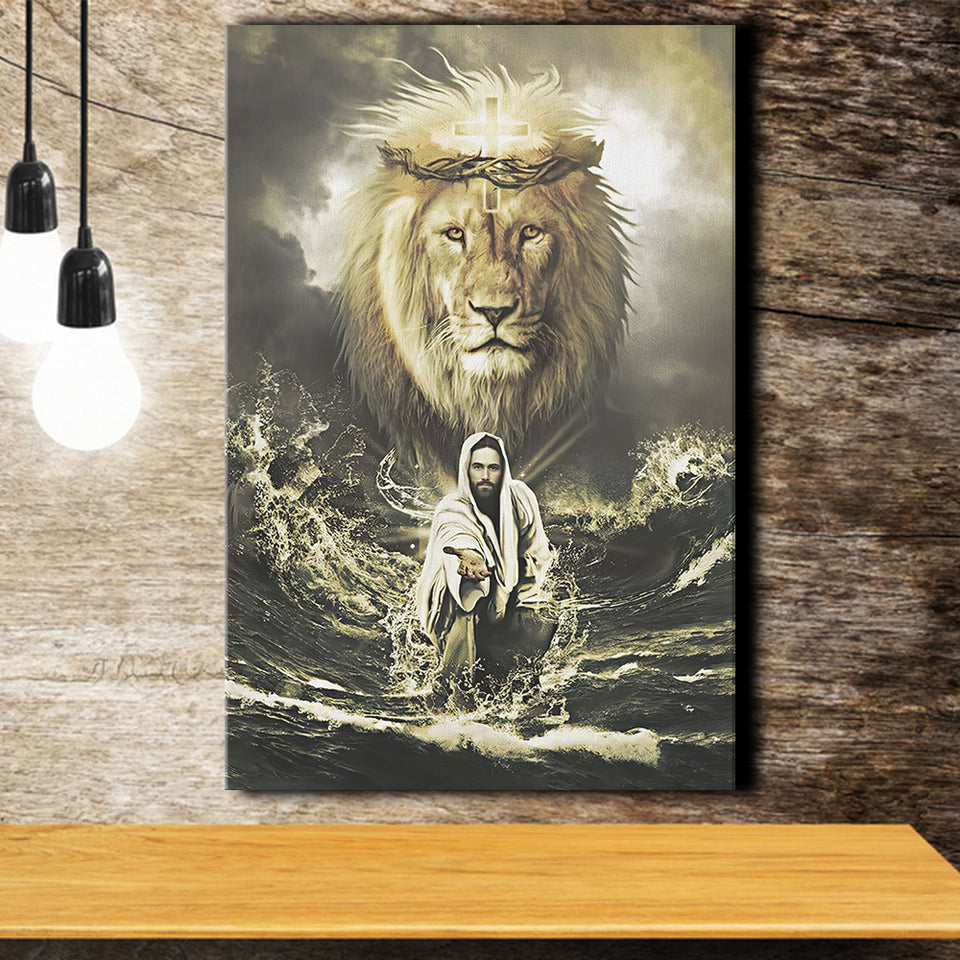 Jesus Reaching Water Lion Canvas Prints - Painting Canvas, Canvas Art, Prints for Sale, Wall Art, Wall Decor