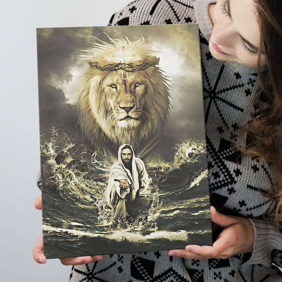 Jesus Reaching Water Lion Canvas Prints - Painting Canvas, Canvas Art, Prints for Sale, Wall Art, Wall Decor