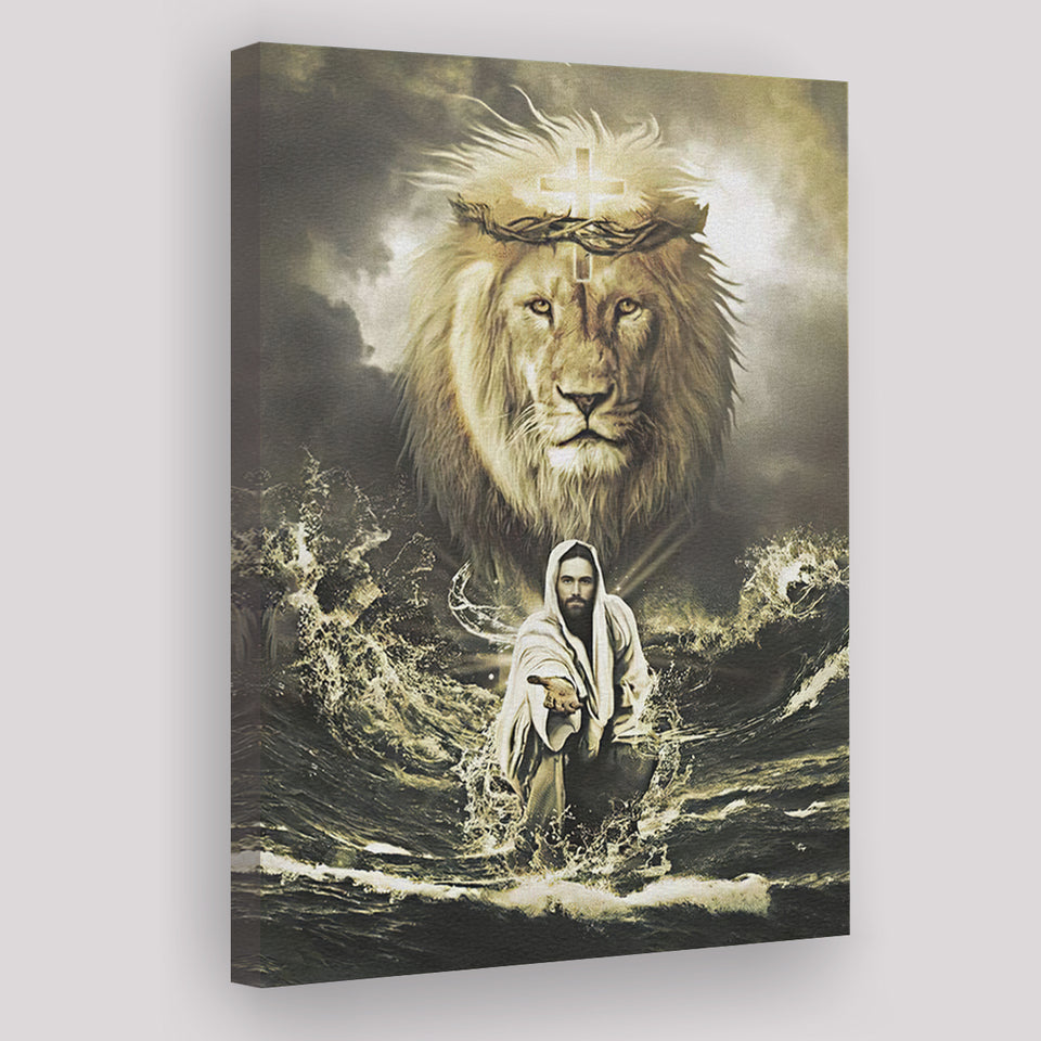 Jesus Reaching Water Lion Canvas Prints - Painting Canvas, Canvas Art, Prints for Sale, Wall Art, Wall Decor
