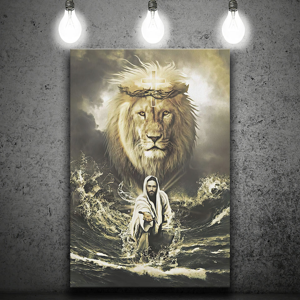 Jesus Reaching Water Lion Canvas Prints - Painting Canvas, Canvas Art, Prints for Sale, Wall Art, Wall Decor