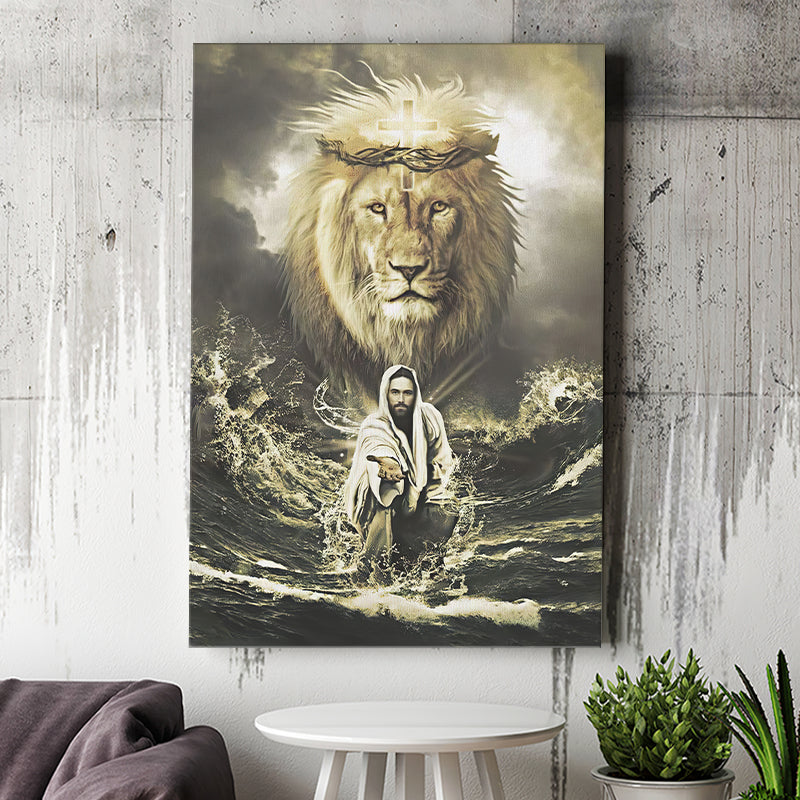 Jesus Reaching Water Lion Canvas Prints - Painting Canvas, Canvas Art, Prints for Sale, Wall Art, Wall Decor
