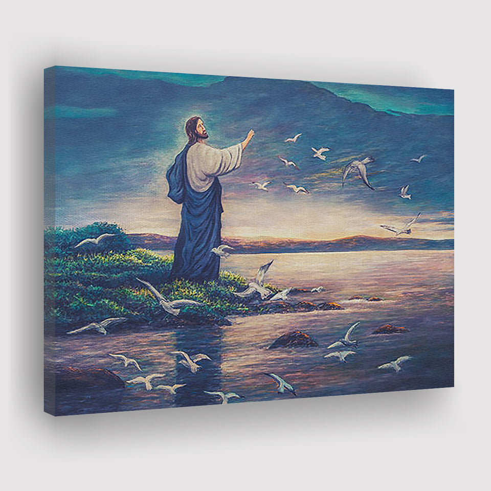 Jesus Standing By Sea Canvas Prints Wall Art - Painting Canvas, Painting Prints, Home Wall Decor, For Sale