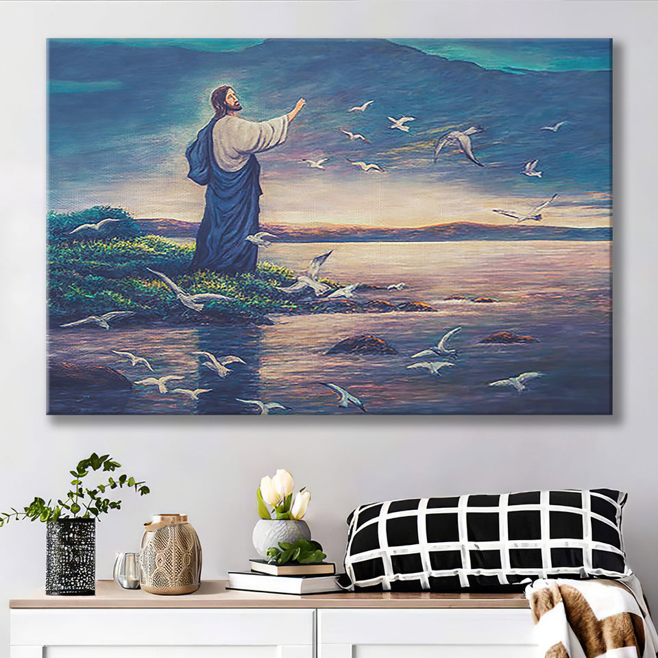 Jesus Standing By Sea Canvas Prints Wall Art - Painting Canvas, Painting Prints, Home Wall Decor, For Sale