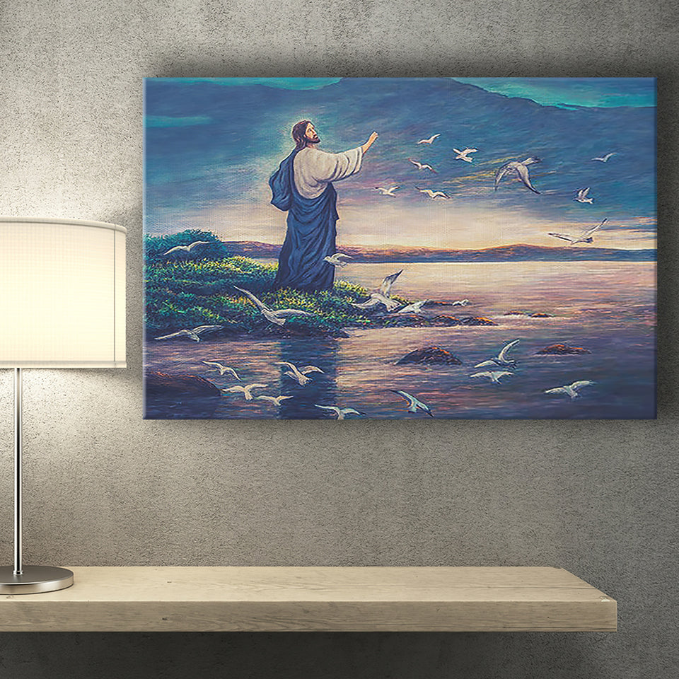Jesus Standing By Sea Canvas Prints Wall Art - Painting Canvas, Painting Prints, Home Wall Decor, For Sale