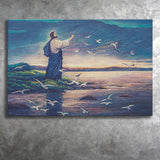 Jesus Standing By Sea Canvas Prints Wall Art - Painting Canvas, Painting Prints, Home Wall Decor, For Sale