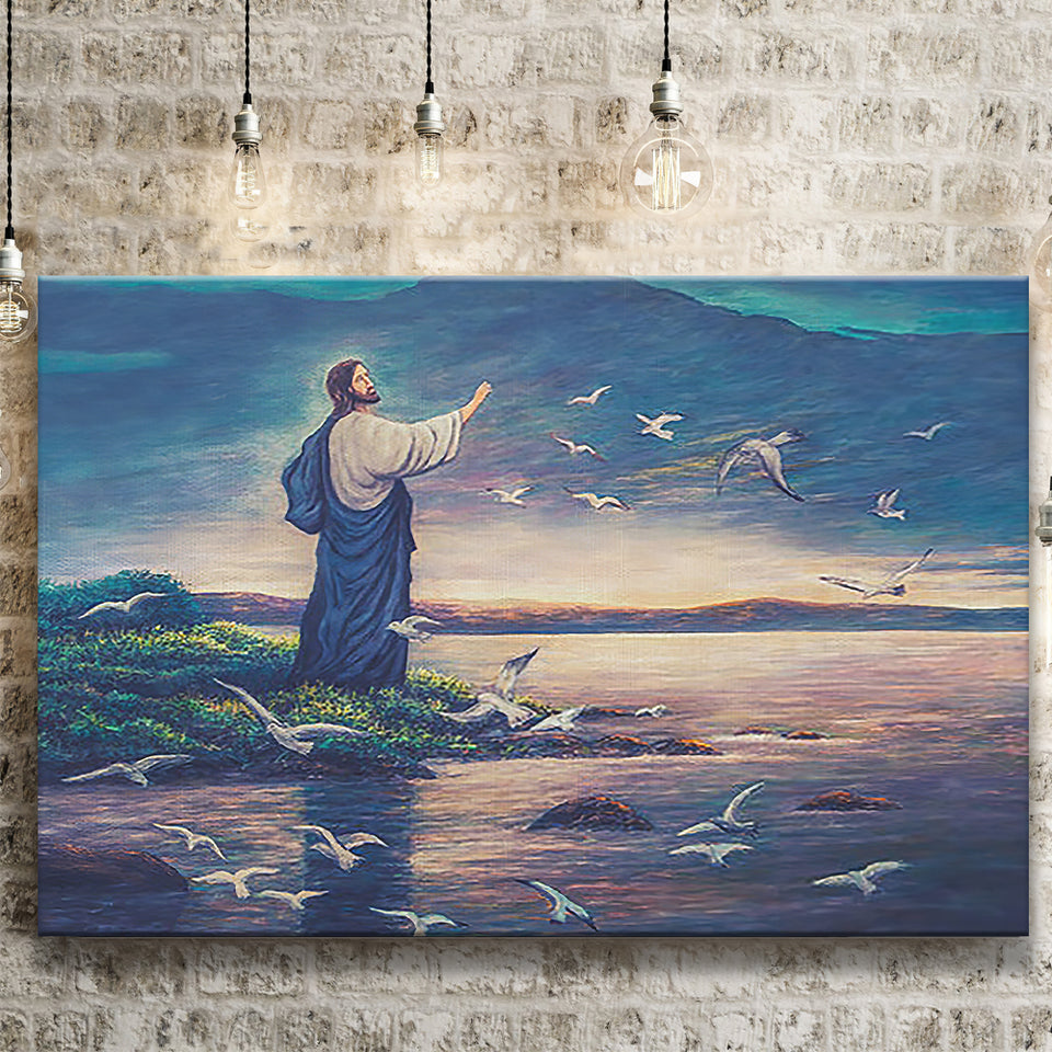 Jesus Standing By Sea Canvas Prints Wall Art - Painting Canvas, Painting Prints, Home Wall Decor, For Sale