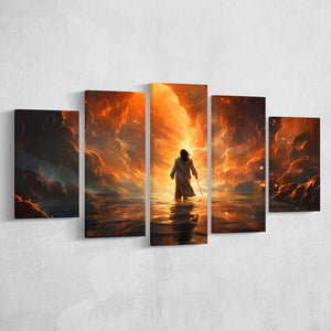 Jesus Christ Art Found The New World 5 Panels Canvas Prints Wall Art Home Decor, Large Mixed Canvas