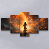 Jesus Christ Art Found The New World 5 Panels Canvas Prints Wall Art Home Decor, Large Mixed Canvas